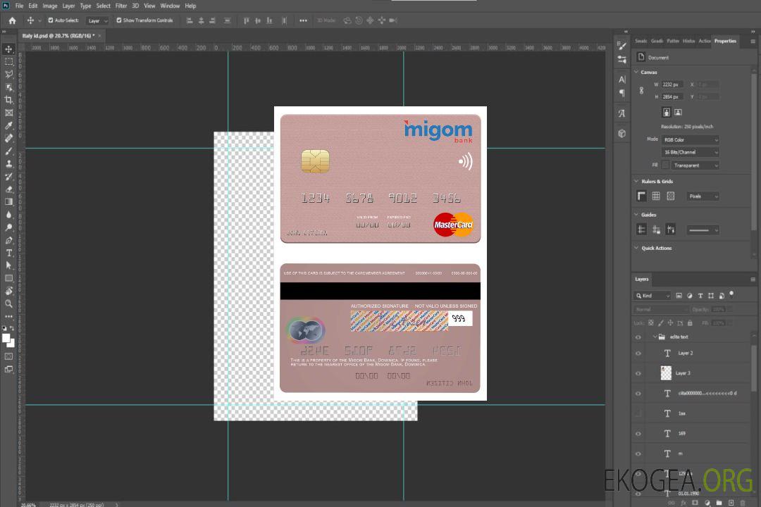 Carte Mastercard de la Dominique Migom Bank template Carte Mastercard de la Dominique Migom Bank template
